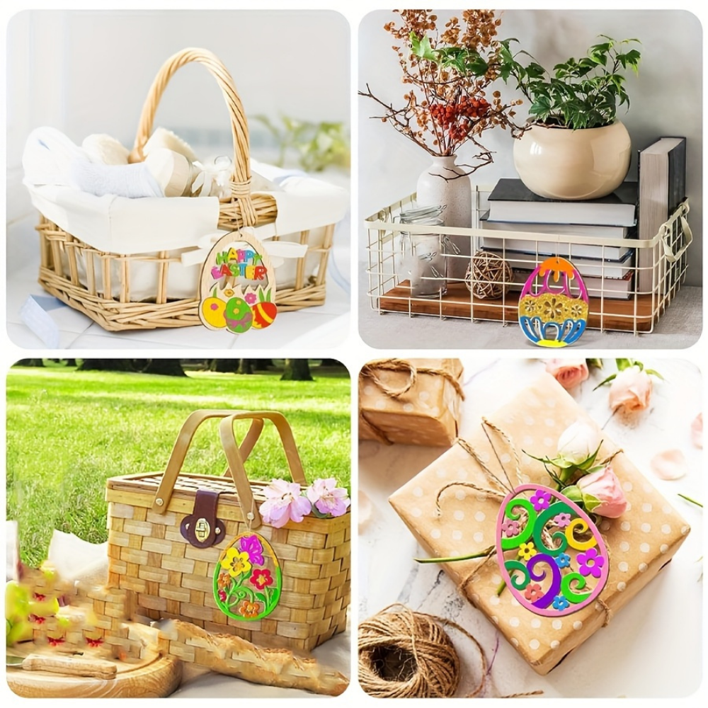 Easter Decorations Wooden Eggs DIY Hanging Set