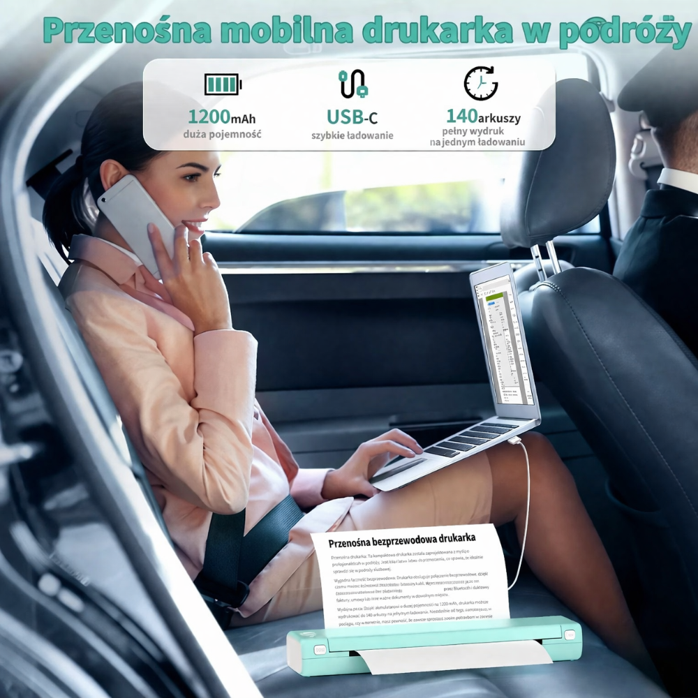 Drukarka Termiczna Przenośna Bluetooth Mobilna 6