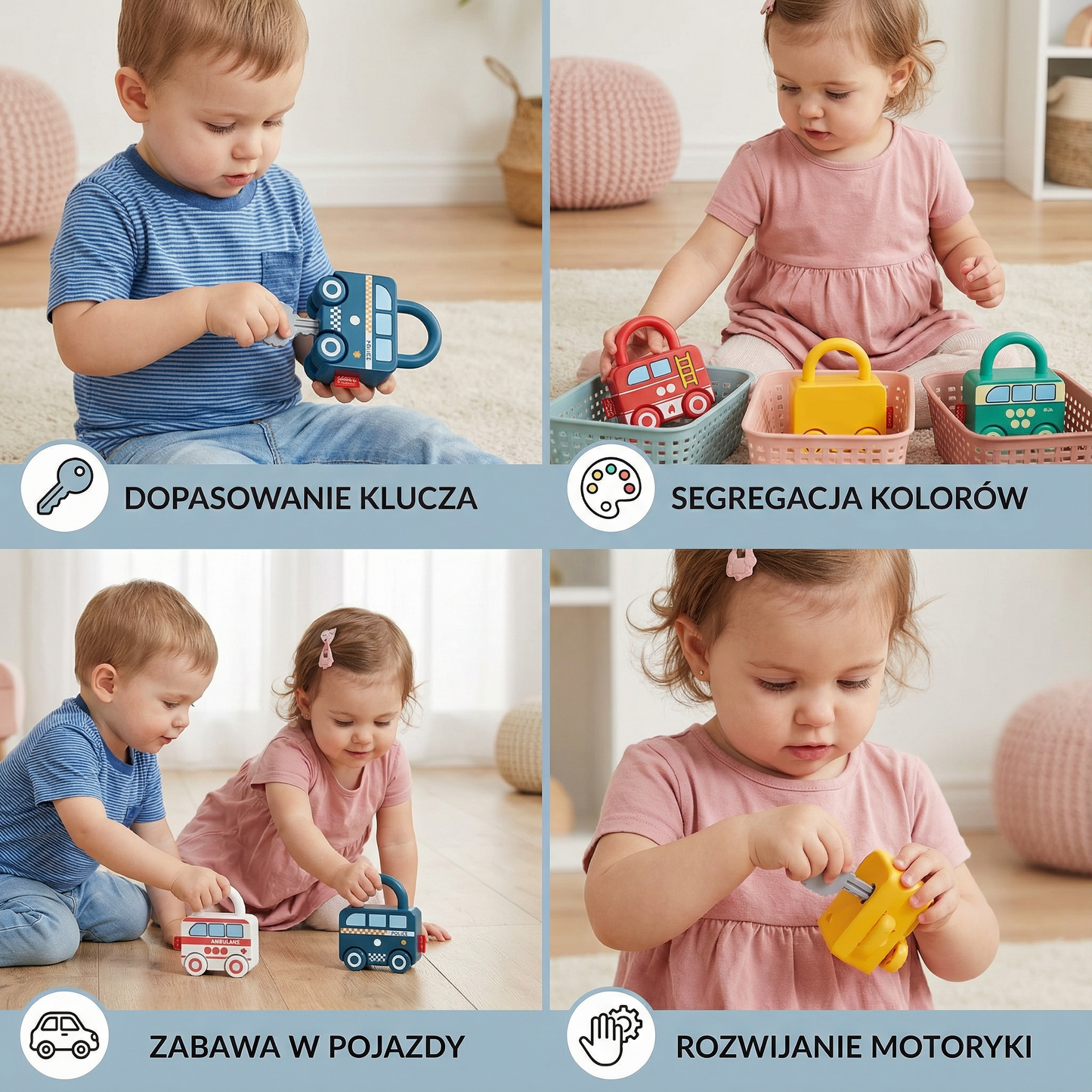 Dzieci Zabawka Edukacyjna Klucze Zamki Kolorów 4
