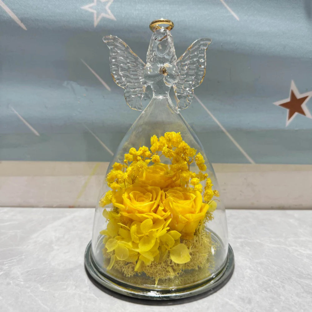 Eternal Rose Glass Dome Angel Decoration Gift