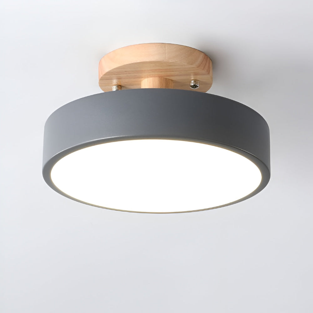 Lampa Sufitowa LED Stylu Nordyckim Drewnianym Akcentem 11