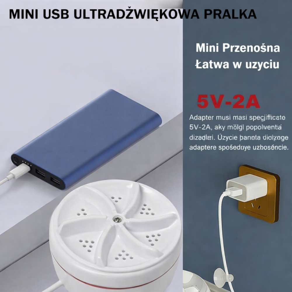 Mini Pralka Ultradźwiekowa USB Ubrań Naczyń Przenośna 6