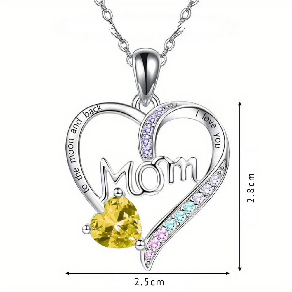 Women's Necklace Heart Mom Zirconia Elegant Mothers Day