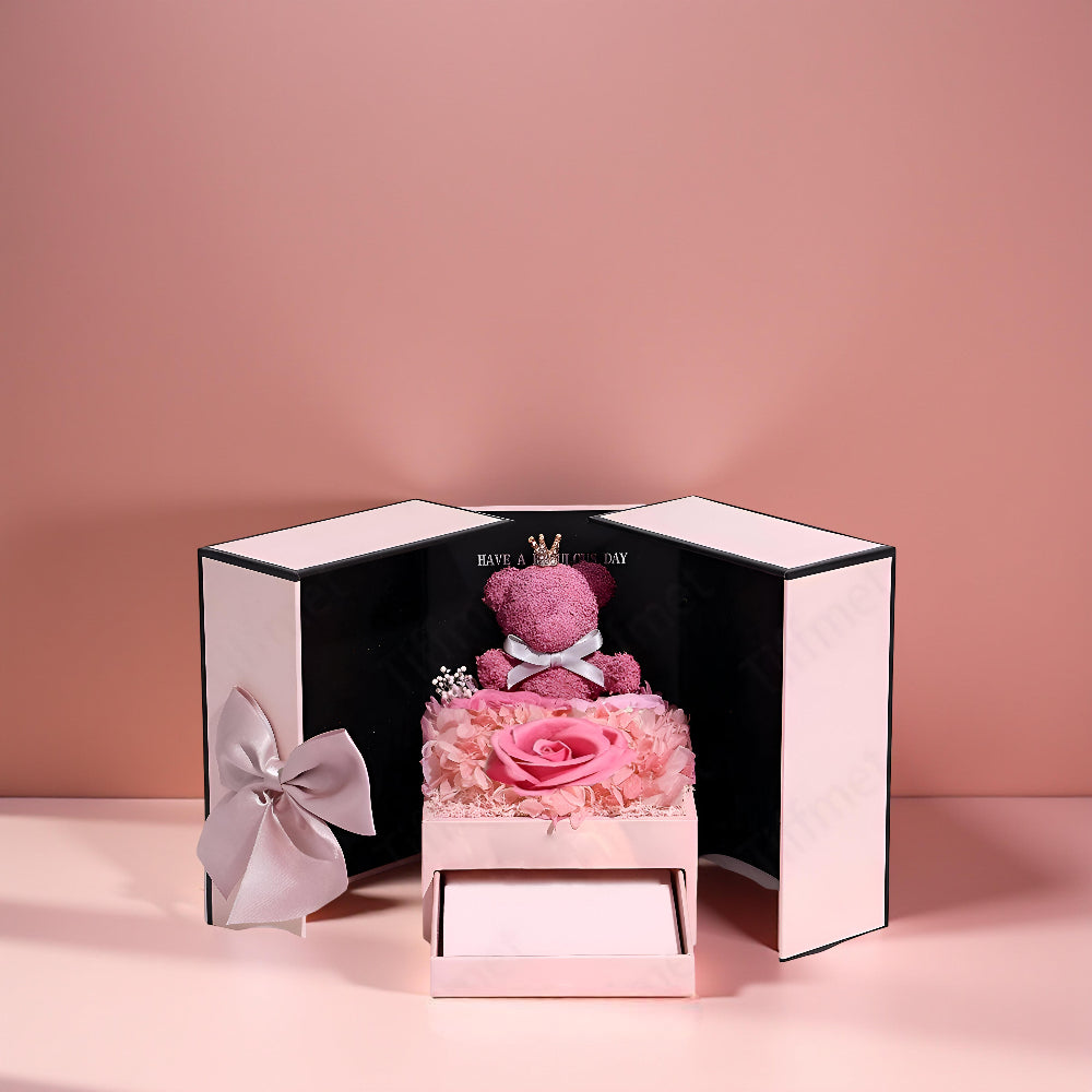 Heart Necklace Gift Set Bear Rose