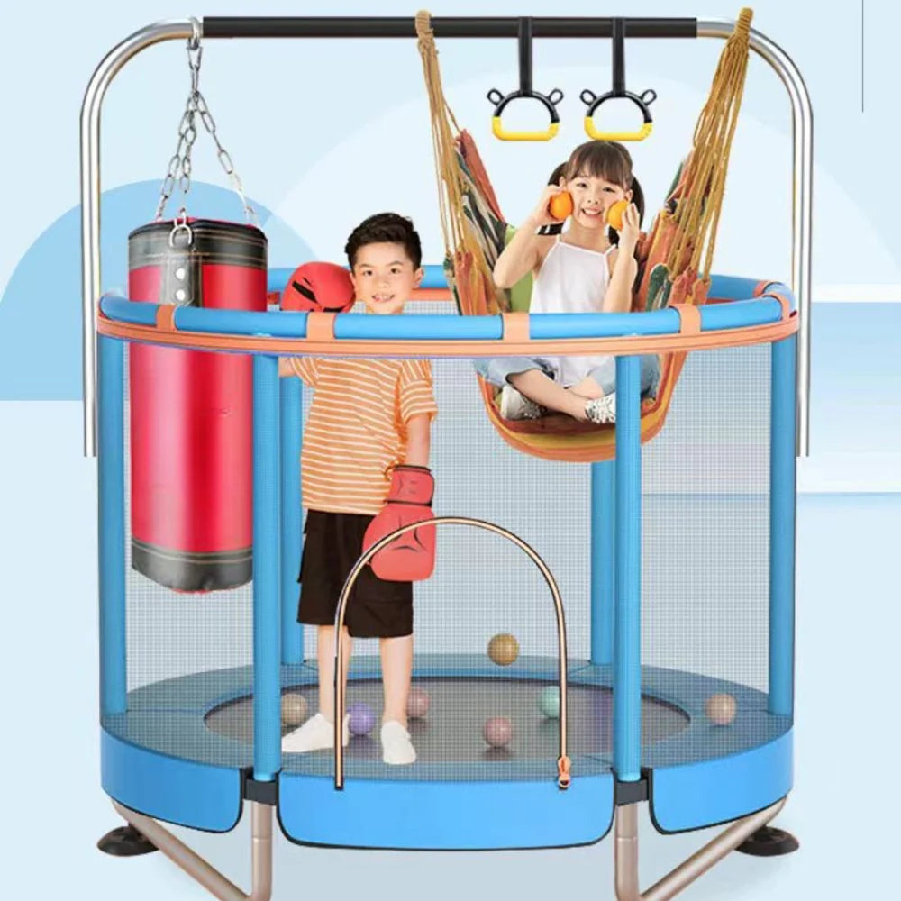 Trampoline for Children with Net and Swing for Safe Play