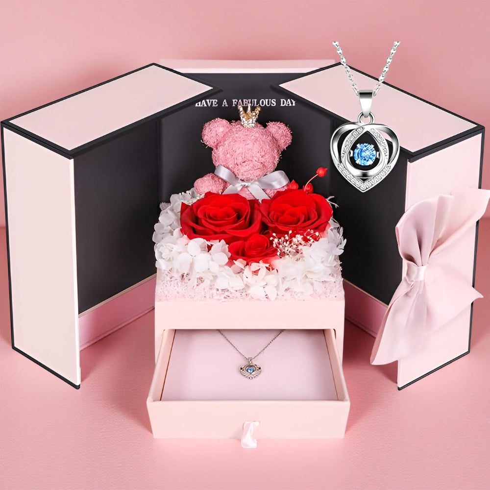 Set de Regalo Rosas Oso Collar