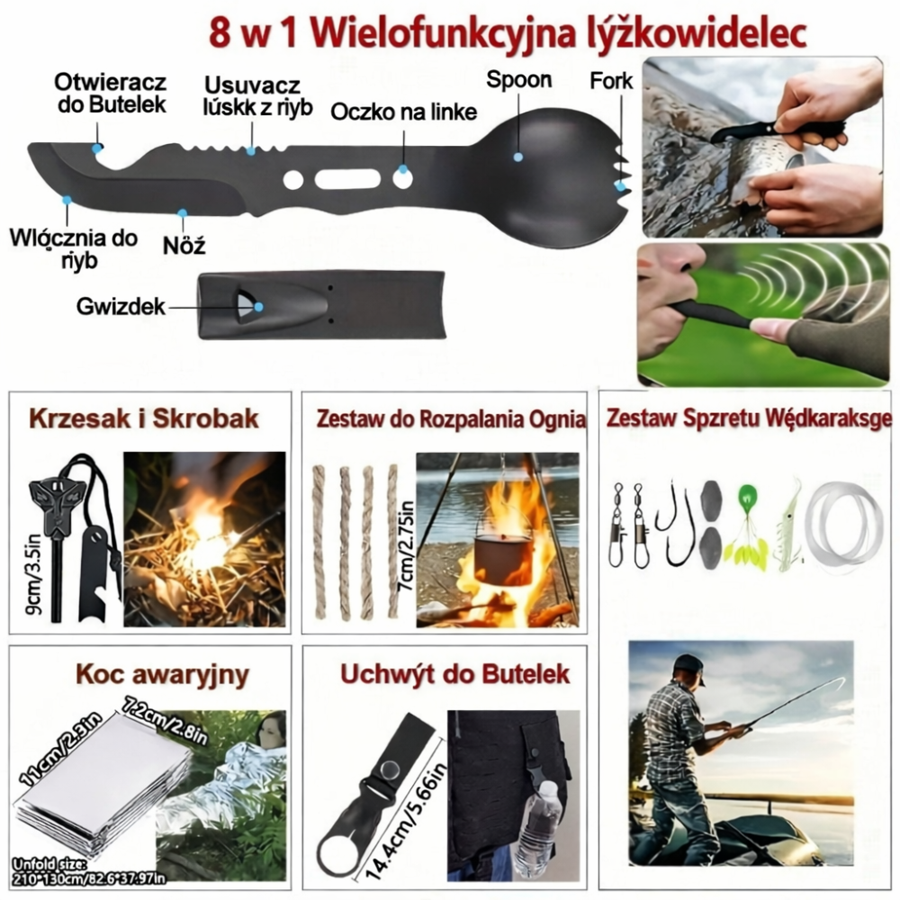 Zestaw Survivalowy Apteczka Turystyczna Molle Kemping Trekking 6