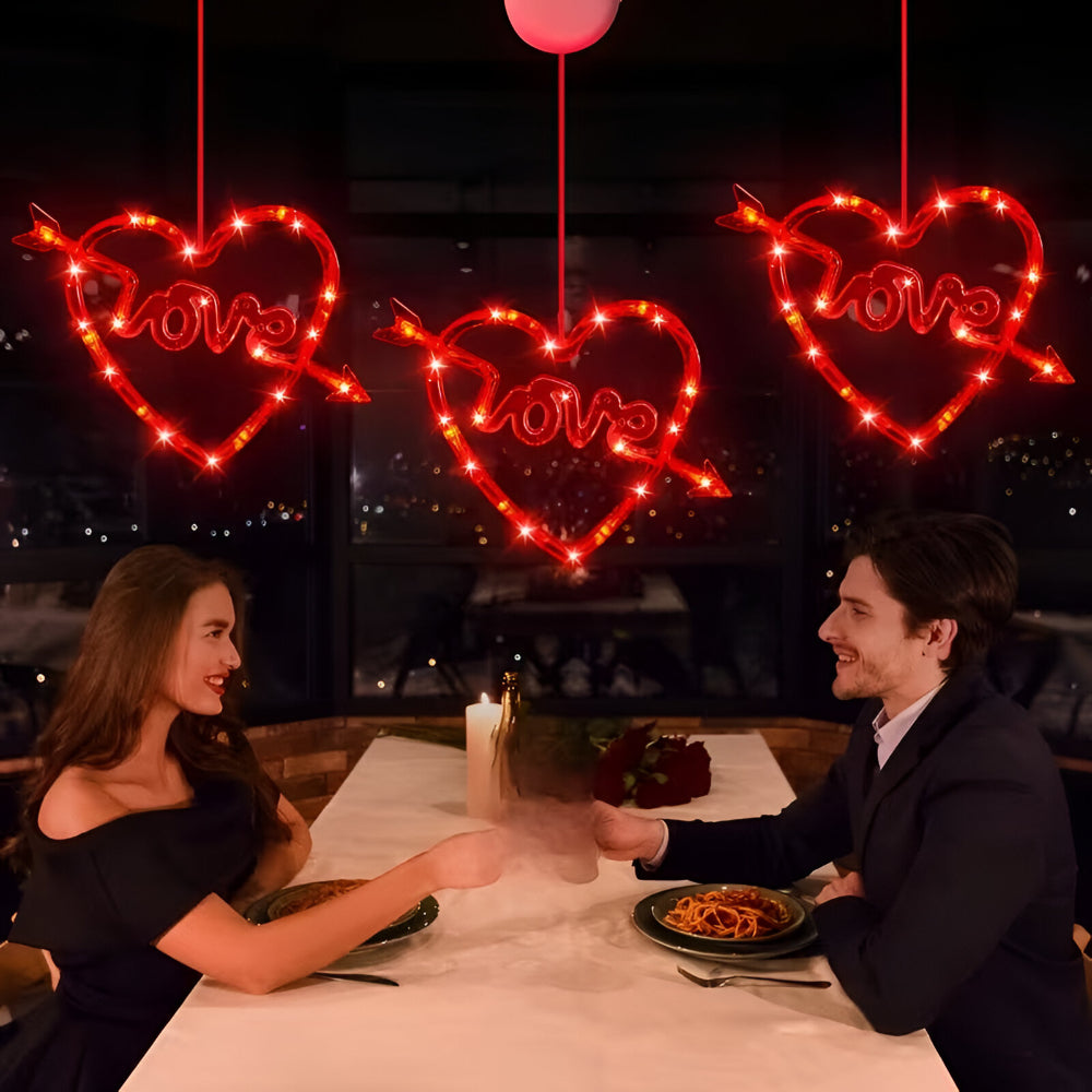 Lampada LED Cuore Finestra Decorativa Appesa