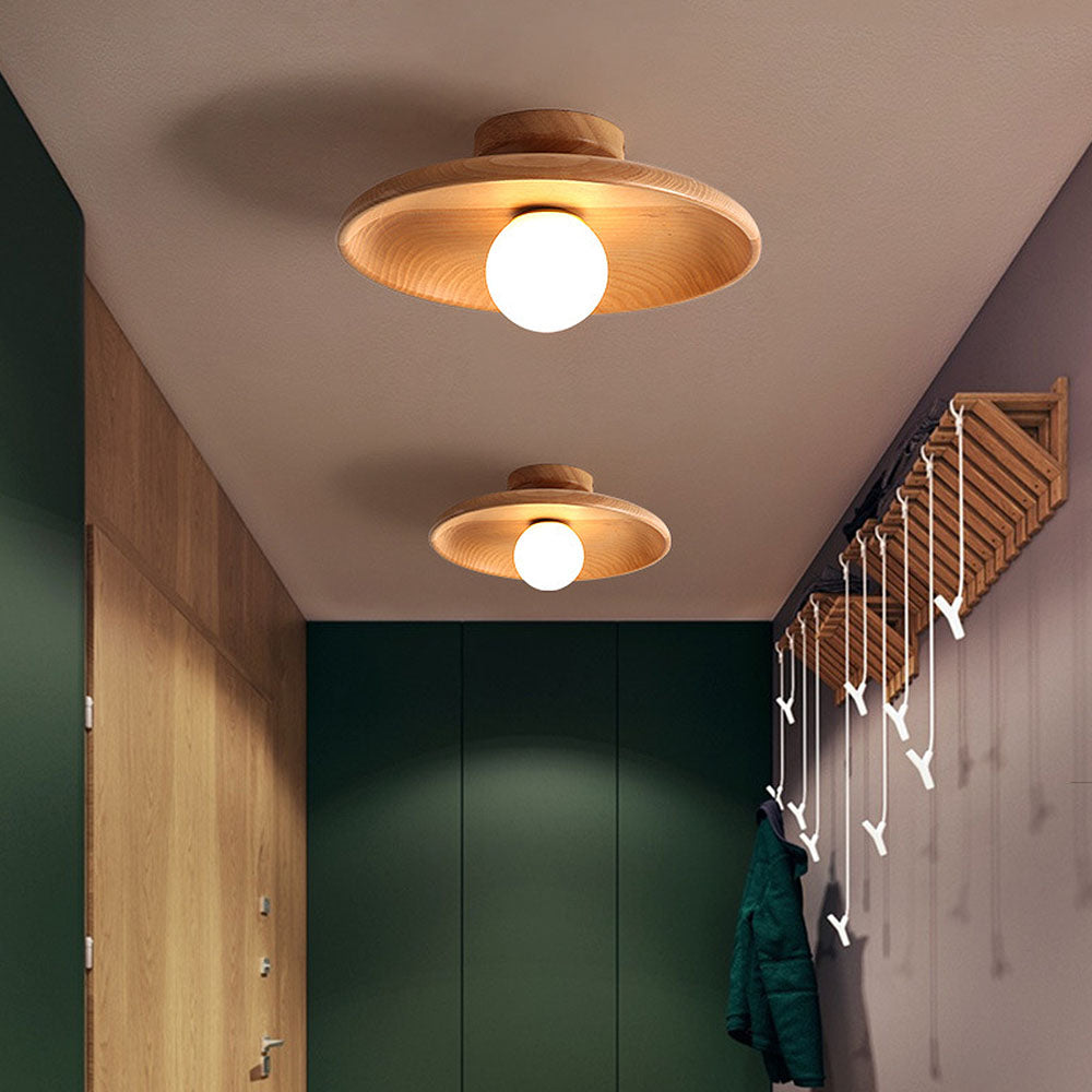 Nordic Wood Minimalist Round Ceiling Light for Hallway - Image 8