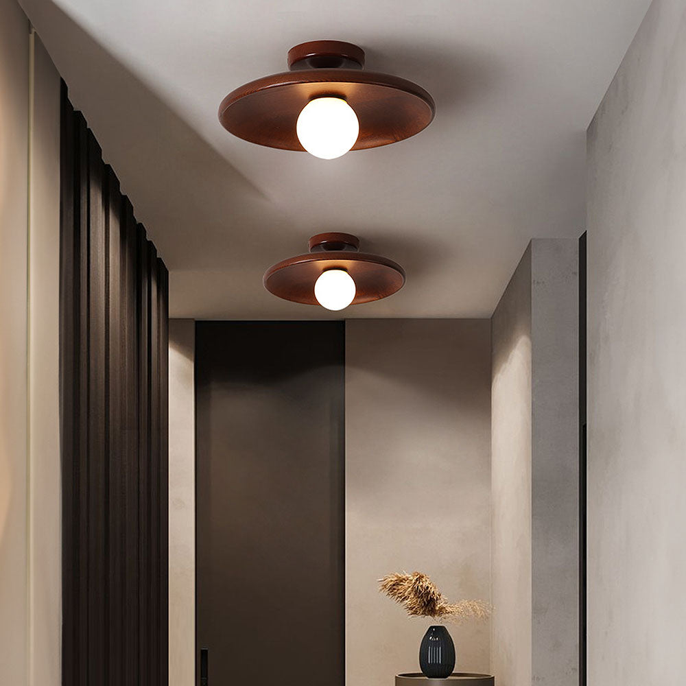 Nordic Wood Minimalist Round Ceiling Light for Hallway - Image 4