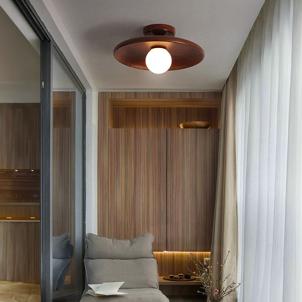 Nordic Wood Minimalist Round Ceiling Light for Hallway - Image 3