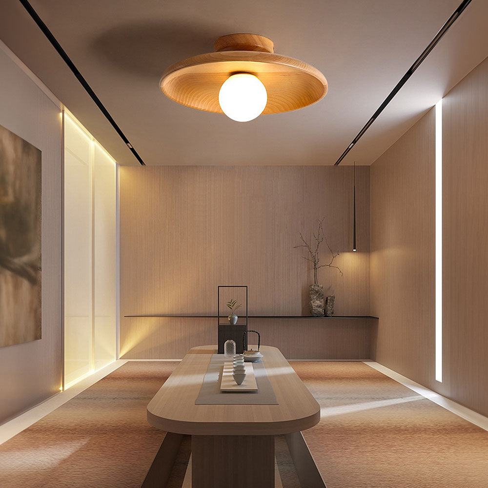 Nordic Wood Minimalist Round Ceiling Light for Hallway - Image 7