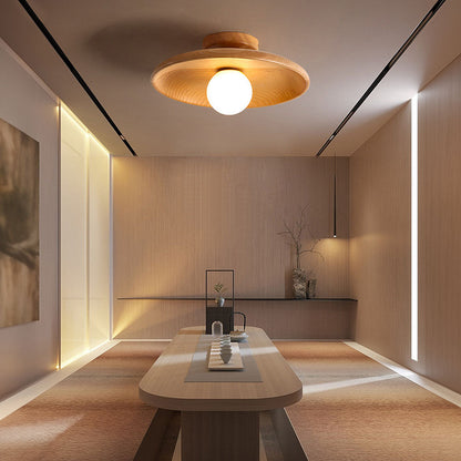 Nordic Wood Minimalist Round Ceiling Light for Hallway - Image 7