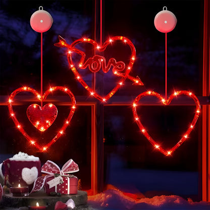 Lámpara LED Corazones Decorativa de Ventana Colgante