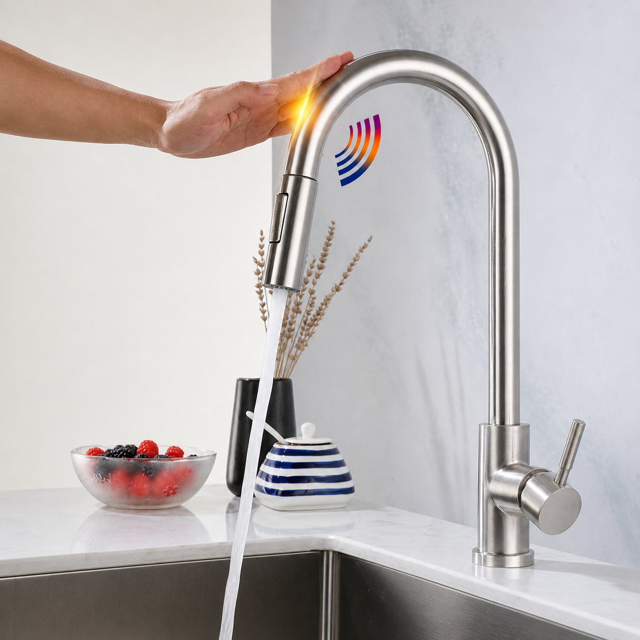 Modern High Stainless Steel Pull-Out Kitchen Faucet