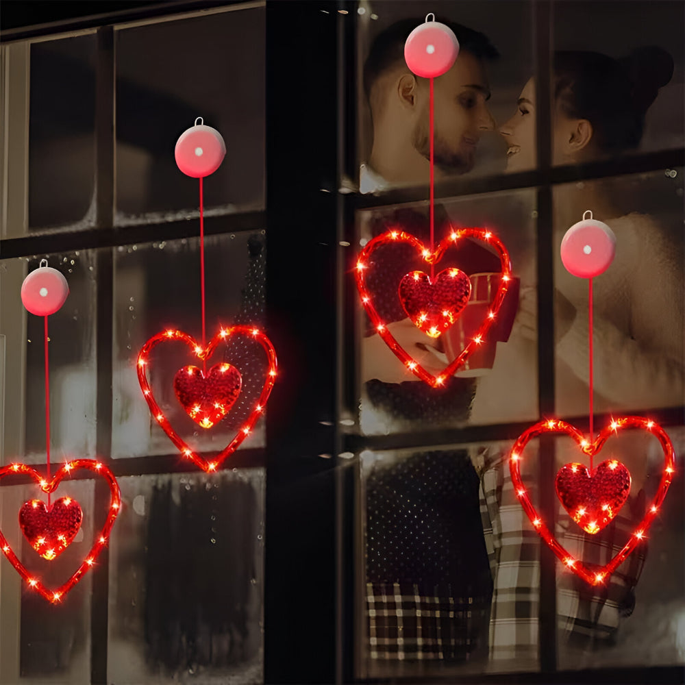 Lámpara LED Corazones Decorativa de Ventana Colgante