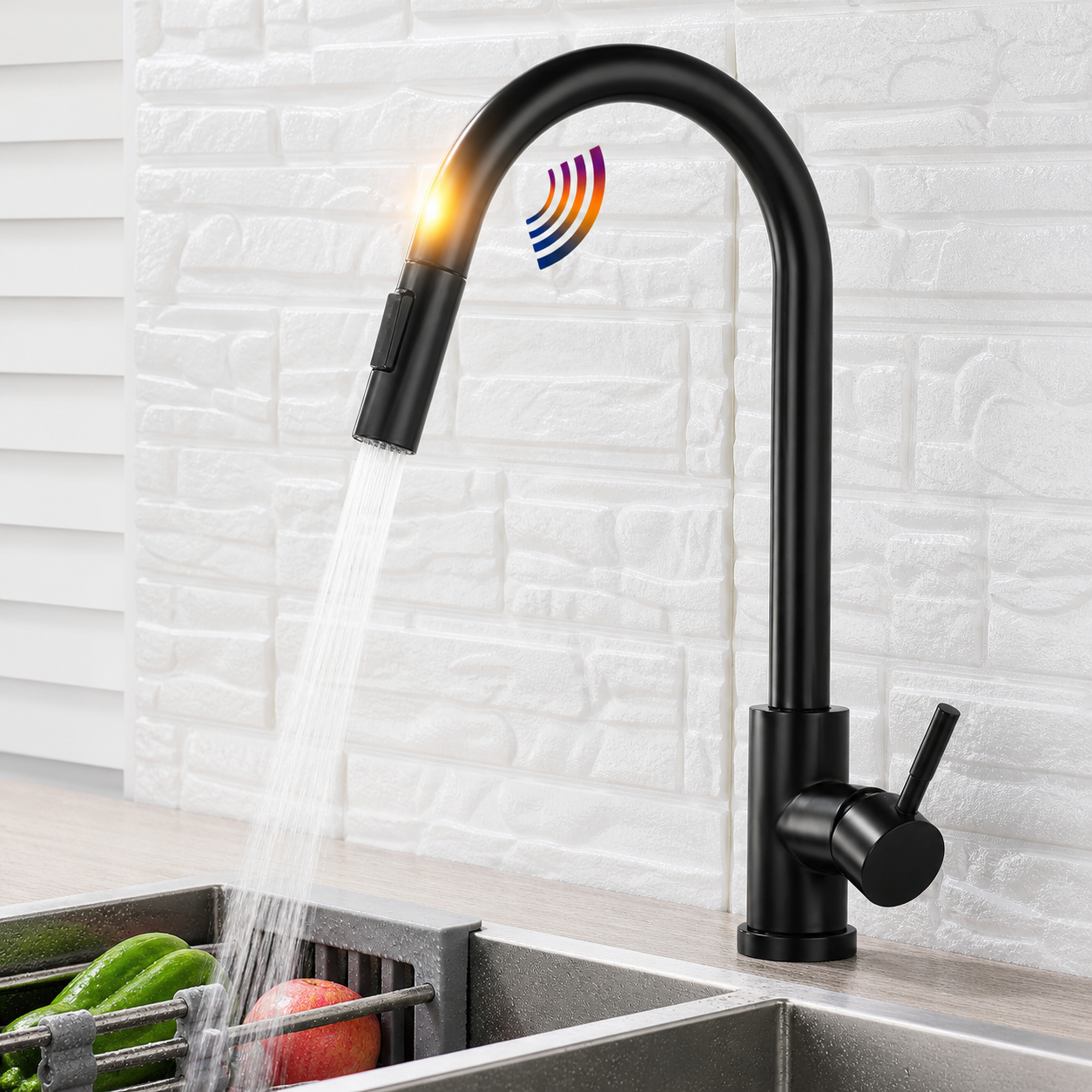 Modern High Stainless Steel Pull-Out Kitchen Faucet