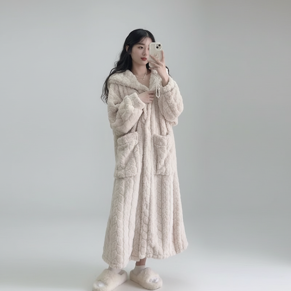 Women's Robe with Hood, Long Sleeve, Winter