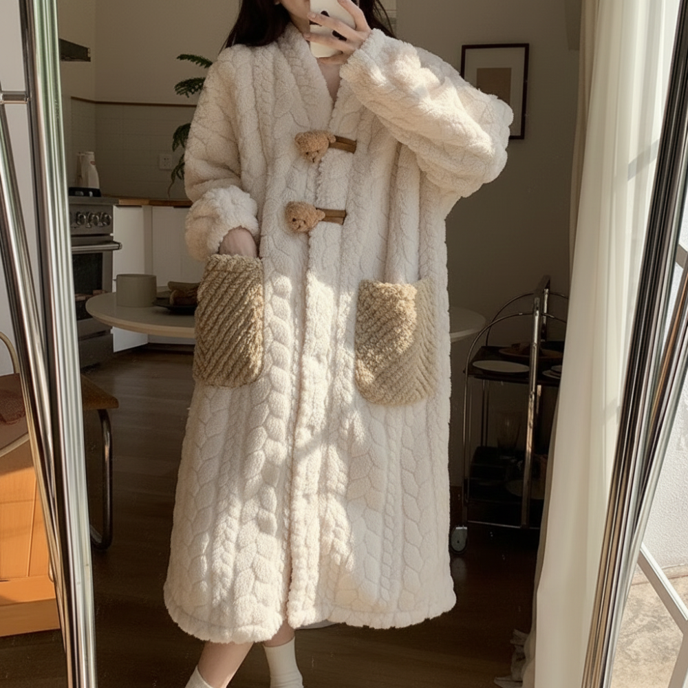Women's Robe with Hood, Long Sleeve, Winter