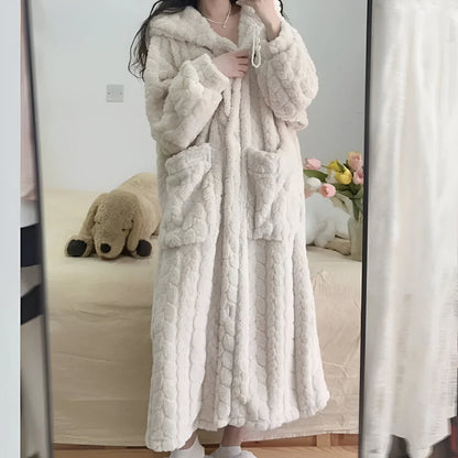 Women's Robe with Hood, Long Sleeve, Winter