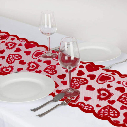 Table Runner Valentine's Day Decorative Heart Motif Decoration