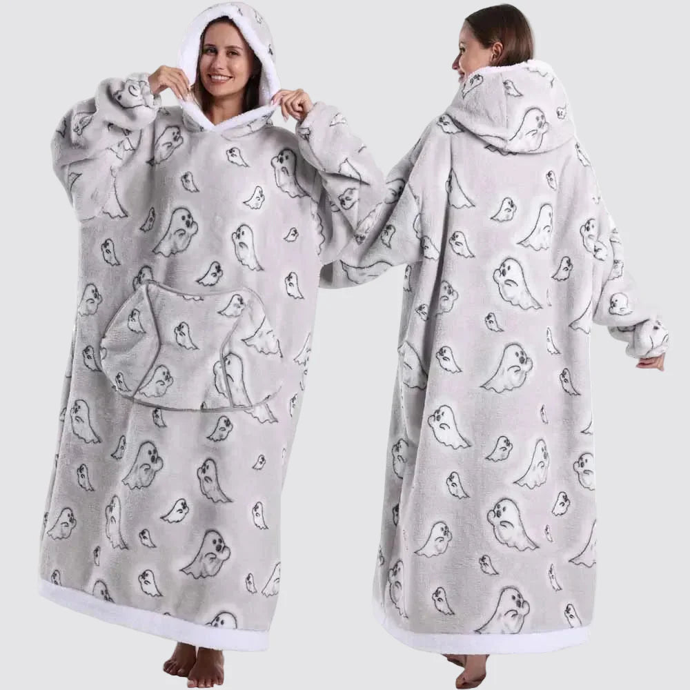 Sudadera Manta Oversize con Capucha y Mangas Largas