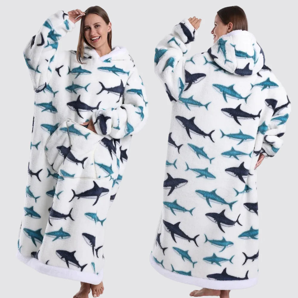 Sudadera Manta Oversize con Capucha y Mangas Largas