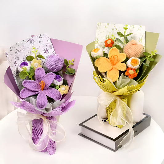 Crochet Flower Bouquet Decorative Gift Tulips