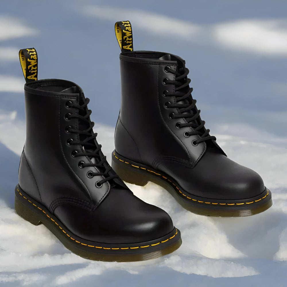Scarpe da Uomo Stivali di Pelle Impermeabili con Lacci per Esterni