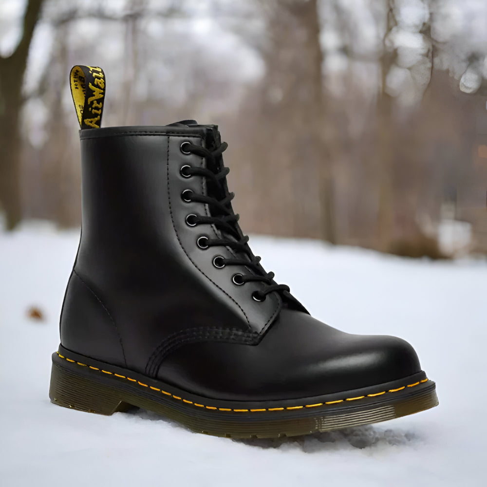 Scarpe da Uomo Stivali di Pelle Impermeabili con Lacci per Esterni