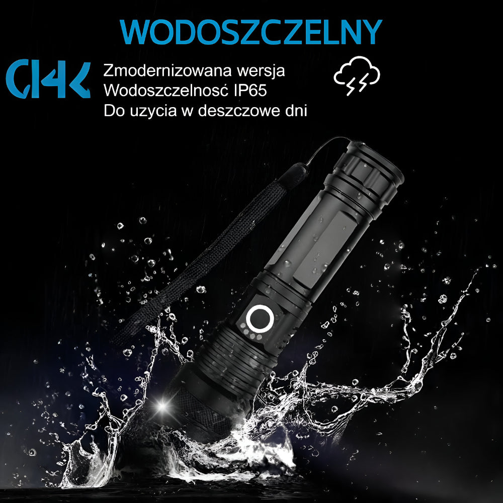 Latarka Taktyczna LED Aluminiowa Zoom Mocne Światło XHP50