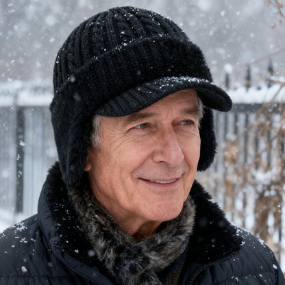 Czapka Zimowa Pilotka Daszek Dzianinowa Ochrona Przed Zimnem