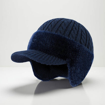 Czapka Zimowa Pilotka Daszek Dzianinowa Ochrona Przed Zimnem