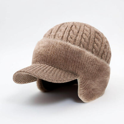 Czapka Zimowa Pilotka Daszek Dzianinowa Ochrona Przed Zimnem