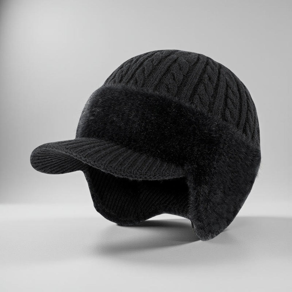Czapka Zimowa Pilotka Daszek Dzianinowa Ochrona Przed Zimnem