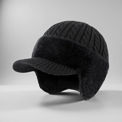 Czapka Zimowa Pilotka Daszek Dzianinowa Ochrona Przed Zimnem