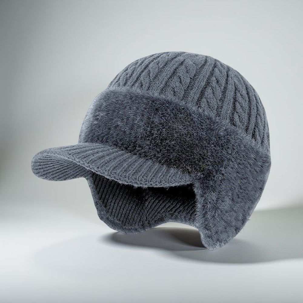 Czapka Zimowa Pilotka Daszek Dzianinowa Ochrona Przed Zimnem