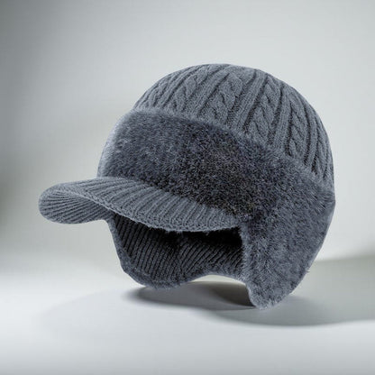 Czapka Zimowa Pilotka Daszek Dzianinowa Ochrona Przed Zimnem