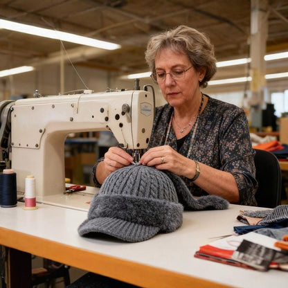 Czapka Zimowa Pilotka Daszek Dzianinowa Ochrona Przed Zimnem