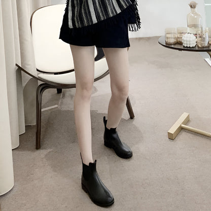 Damskie Skórzane Botki Chelsea Wygodne Slip-On