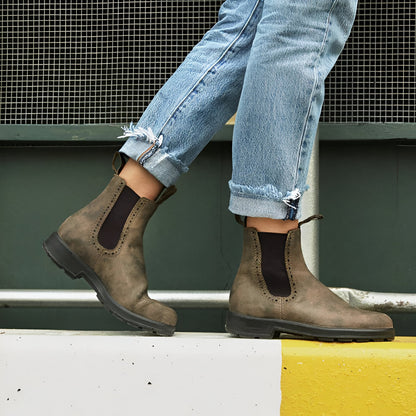 Damskie Skórzane Botki Chelsea Wygodne Slip-On