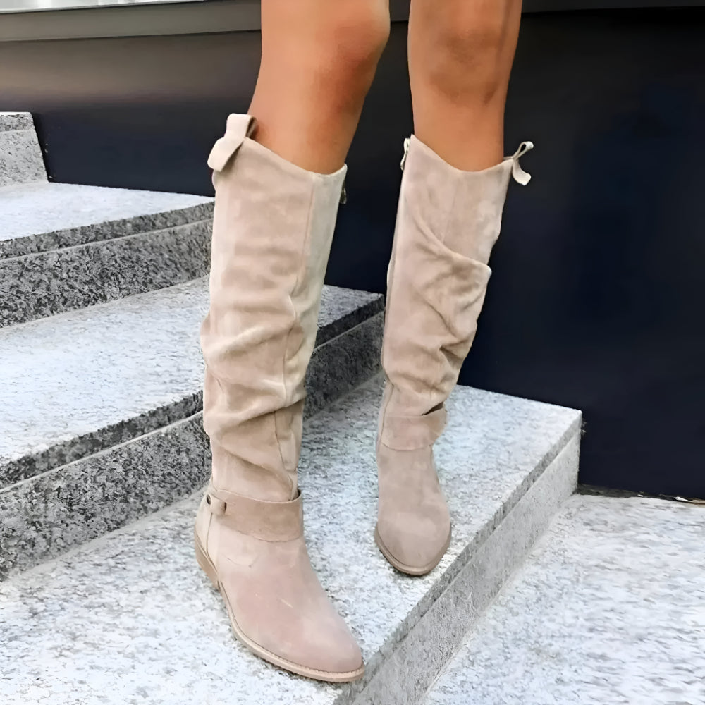 Women's Suede Knee-High Boots with High Shaft
