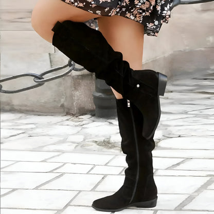 Women's Suede Knee-High Boots with High Shaft