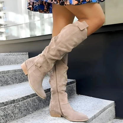 Women's Suede Knee-High Boots with High Shaft