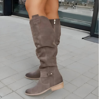 Women's Suede Knee-High Boots with High Shaft
