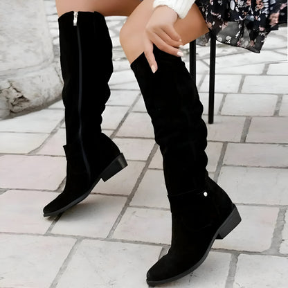 Women's Suede Knee-High Boots with High Shaft