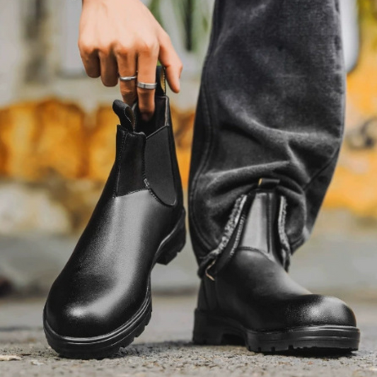 Damskie Skórzane Botki Chelsea Wygodne Slip-On