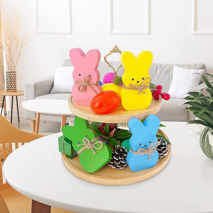 Easter Decoration Wooden Bunny Table Ornaments Set