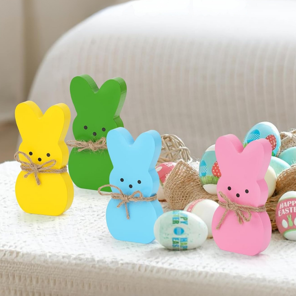 Easter Decoration Wooden Bunny Table Ornaments Set