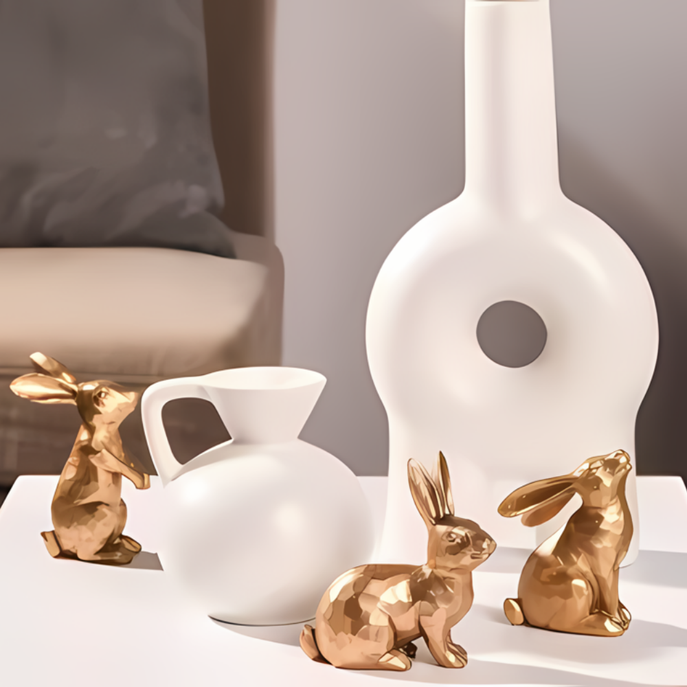 Easter Decoration Rabbit Resin Figurines Table Ornaments